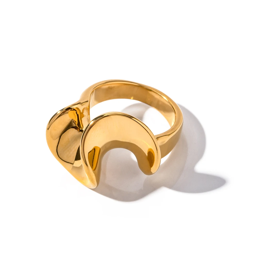Stainless Steel Gold-Wave Adjustable Ring 7 Stainless Steel Gold-Wave Adjustable Ring - Image 7