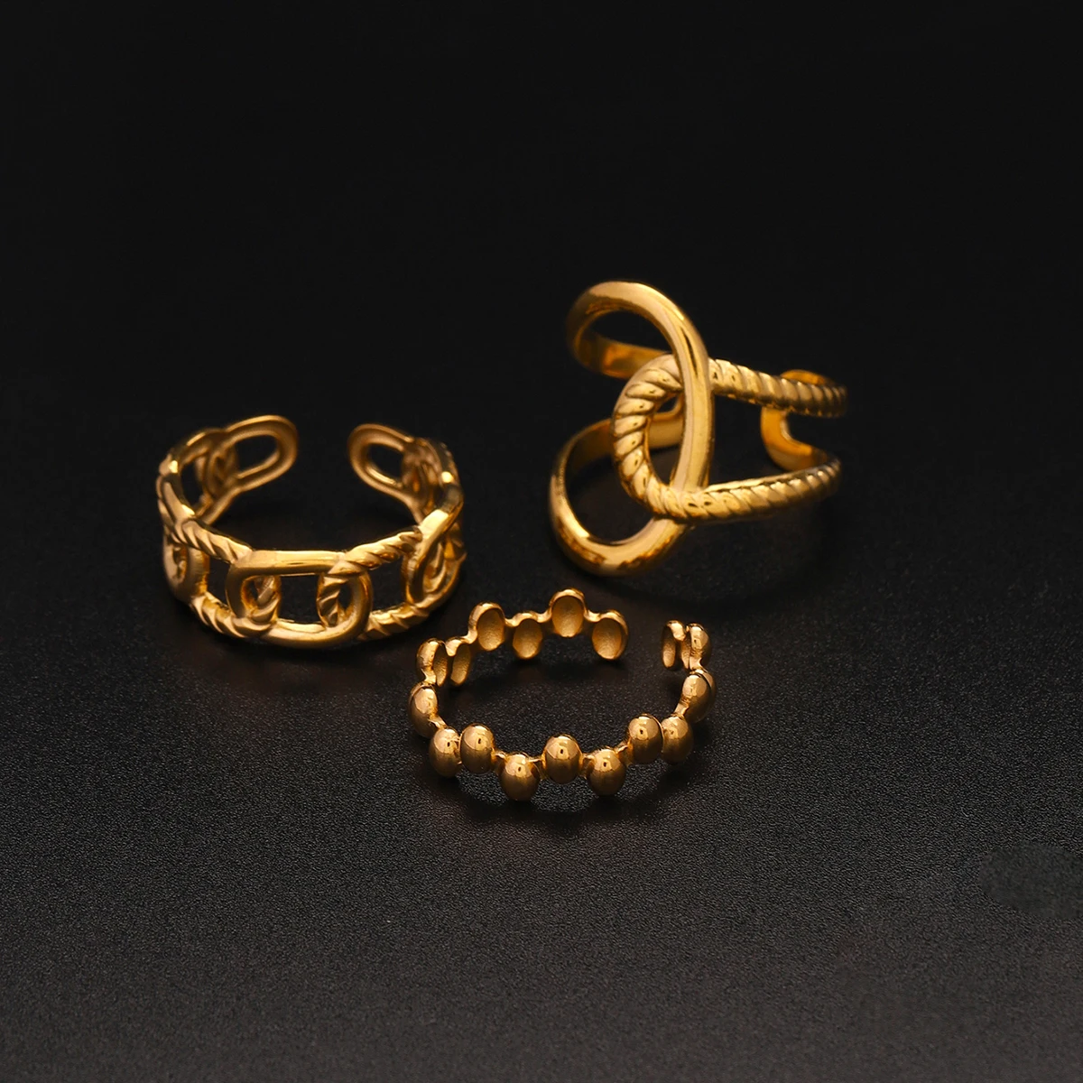 Minimalist Stainless Steel Alien Ring Set for Women 2 Minimalist Stainless Steel Alien Ring Set for Women - Image 2