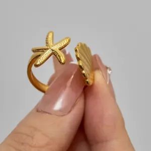 Gold Starfish Open Ring for Women 7 Sa1cf4dfce8a14517bd6b5bd62ab60371u
