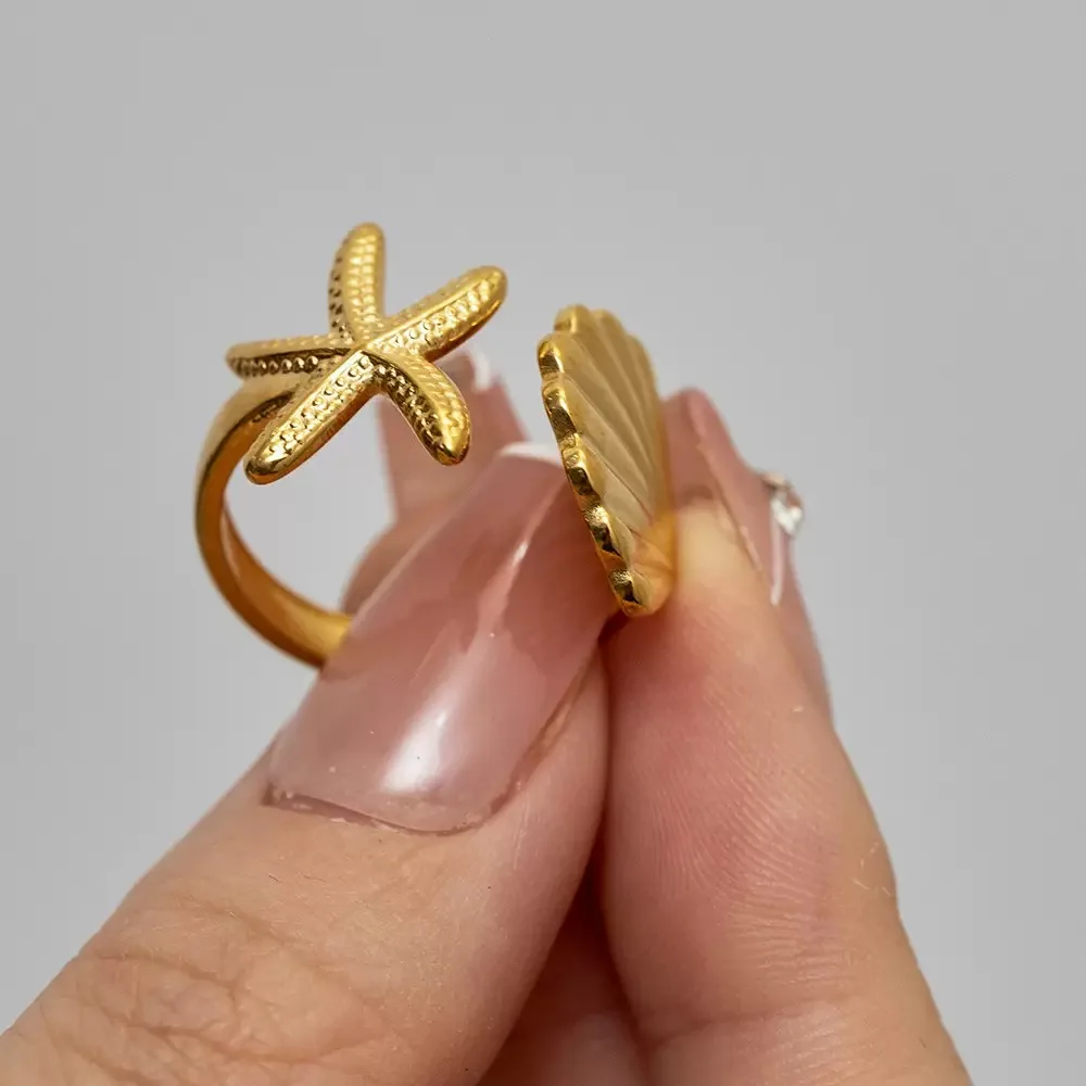 Gold Starfish Open Ring for Women 2 Gold Starfish Open Ring for Women - Image 2