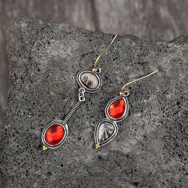 Vintage-Inspired Red Stone Drop Earrings 3 Vintage-Inspired Red Stone Drop Earrings - Image 3