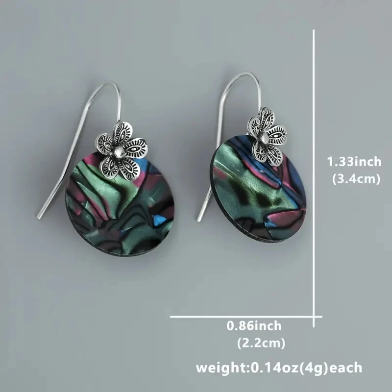 Vintage Bohemian Dangle Earrings with Marbled Pendant 3 Vintage Bohemian Dangle Earrings with Marbled Pendant - Image 3