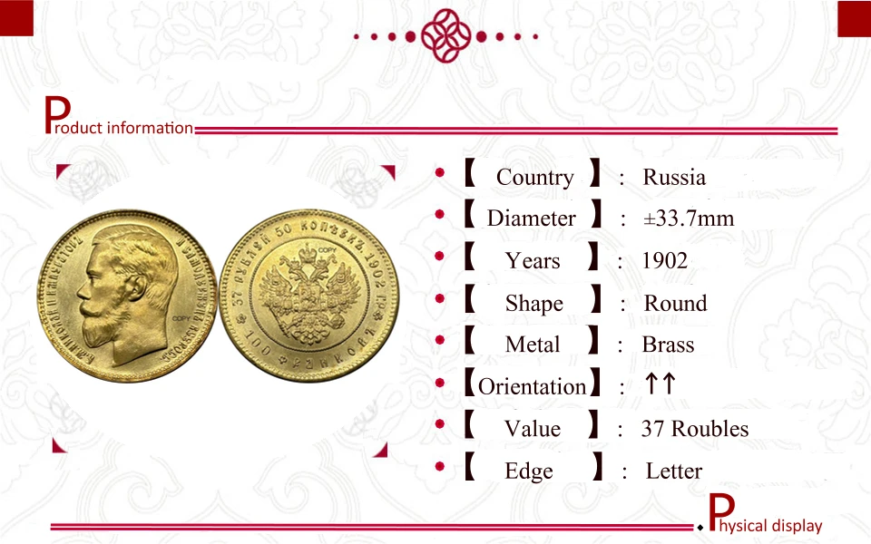 Authentic 1902 Nicholas II Coin Replica 6 Authentic 1902 Nicholas II Coin Replica - Image 6