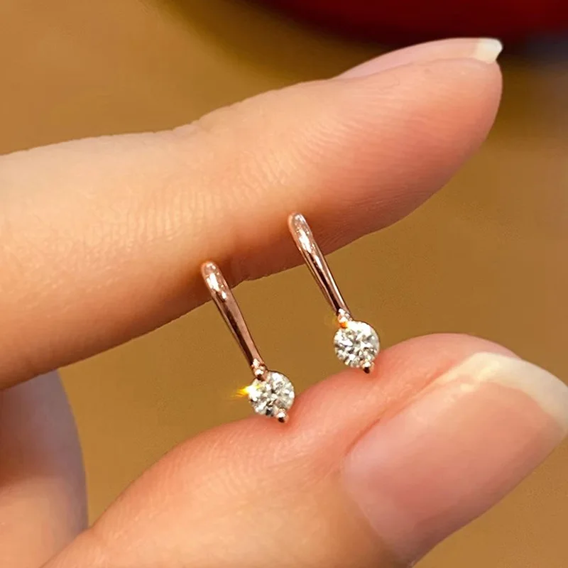 Rose Gold Cubic Zirconia Stud Earrings LL-YS1097 2 Rose Gold Cubic Zirconia Stud Earrings LL-YS1097 - Image 2