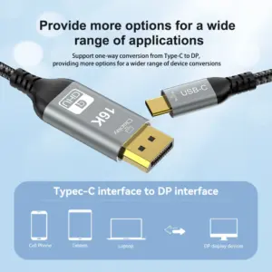 USB-C to DisplayPort 2.1 Cable 16K 40Gbps 2m 11 Sa2c415b307624548988981c8403fc33fs