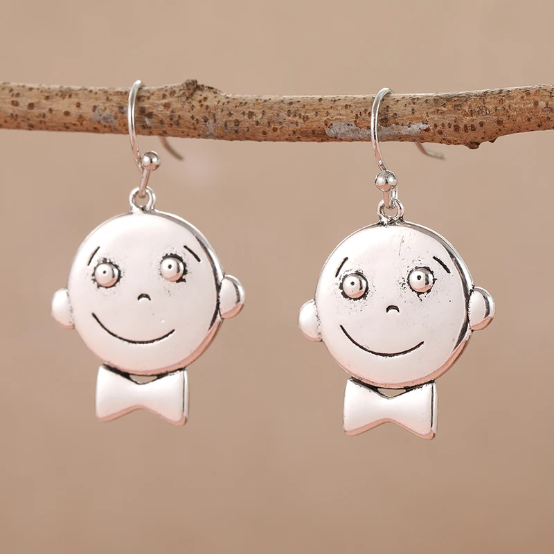 Vintage Silver Drop Earrings with Playful Faces 2 Vintage Silver Drop Earrings with Playful Faces - Image 2