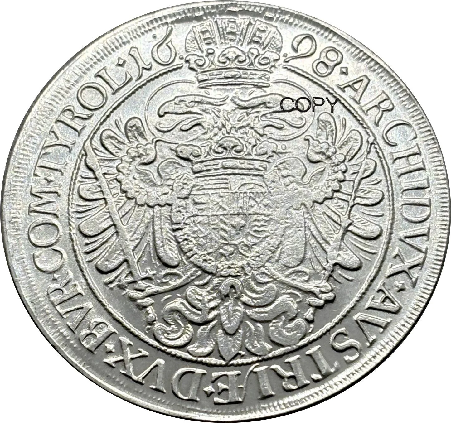 Austrian Empire 1698 Thaler Replica Coin 4 Austrian Empire 1698 Thaler Replica Coin - Image 4