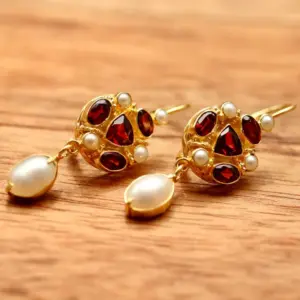 Vintage Gold-Tone Red Stone Drop Earrings 3 Sa33de658e38a48f0bb5a8d781644bc46y