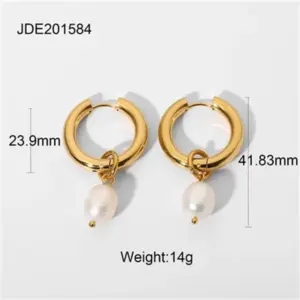 Gold Stainless Steel Pearl Drop Earrings 19 Sa3818bca6c644090934a9fe36712702dU
