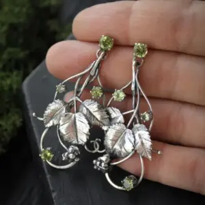 Vintage Silver Flower Leaf Earrings 5 Sa386f564da00426aa895b102cf154fd9y