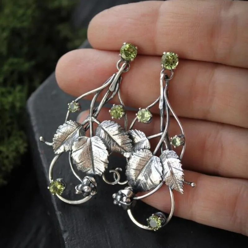 Vintage Silver Flower Leaf Earrings 2 Vintage Silver Flower Leaf Earrings - Image 2