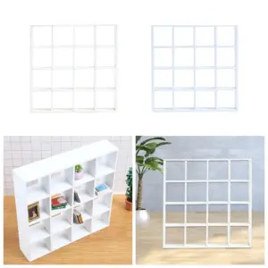 White Miniature Dollhouse Bookcase with 16 Compartments 10 Sa3c3f3379b2f495e9a70d169826c7649u
