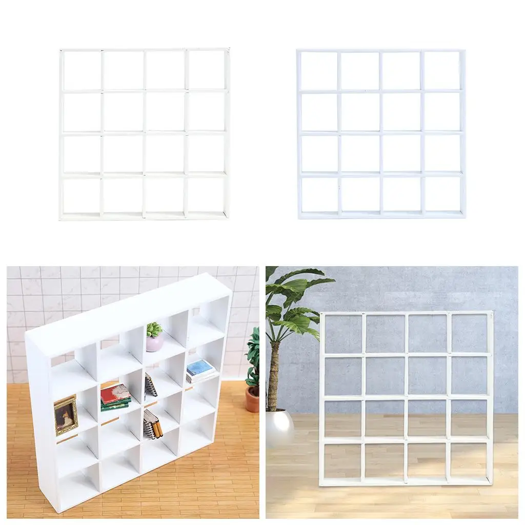 White Miniature Dollhouse Bookcase with 16 Compartments 4 White Miniature Dollhouse Bookcase with 16 Compartments - Image 4