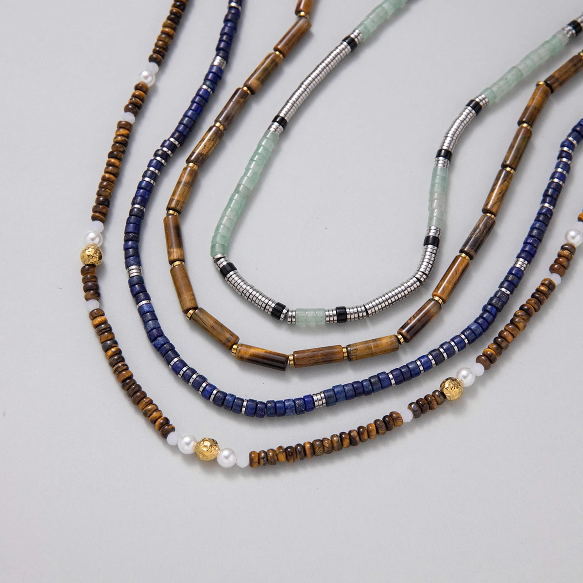 Vintage Gold Stainless Steel Beaded Necklace JDN0112006-S 2 Vintage Gold Stainless Steel Beaded Necklace JDN0112006-S - Image 2