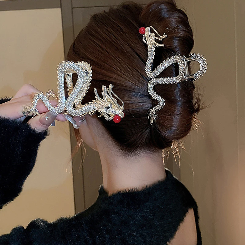 Chinese Zodiac Dragon Hair Clip in Gold Tone 3 Chinese Zodiac Dragon Hair Clip in Gold Tone - Image 3