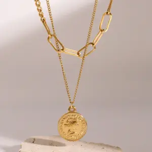 Gold-Toned Stainless Steel Layered Necklace 9 Sa4090e241b064c4bb6dd1a4bf05cd598Y