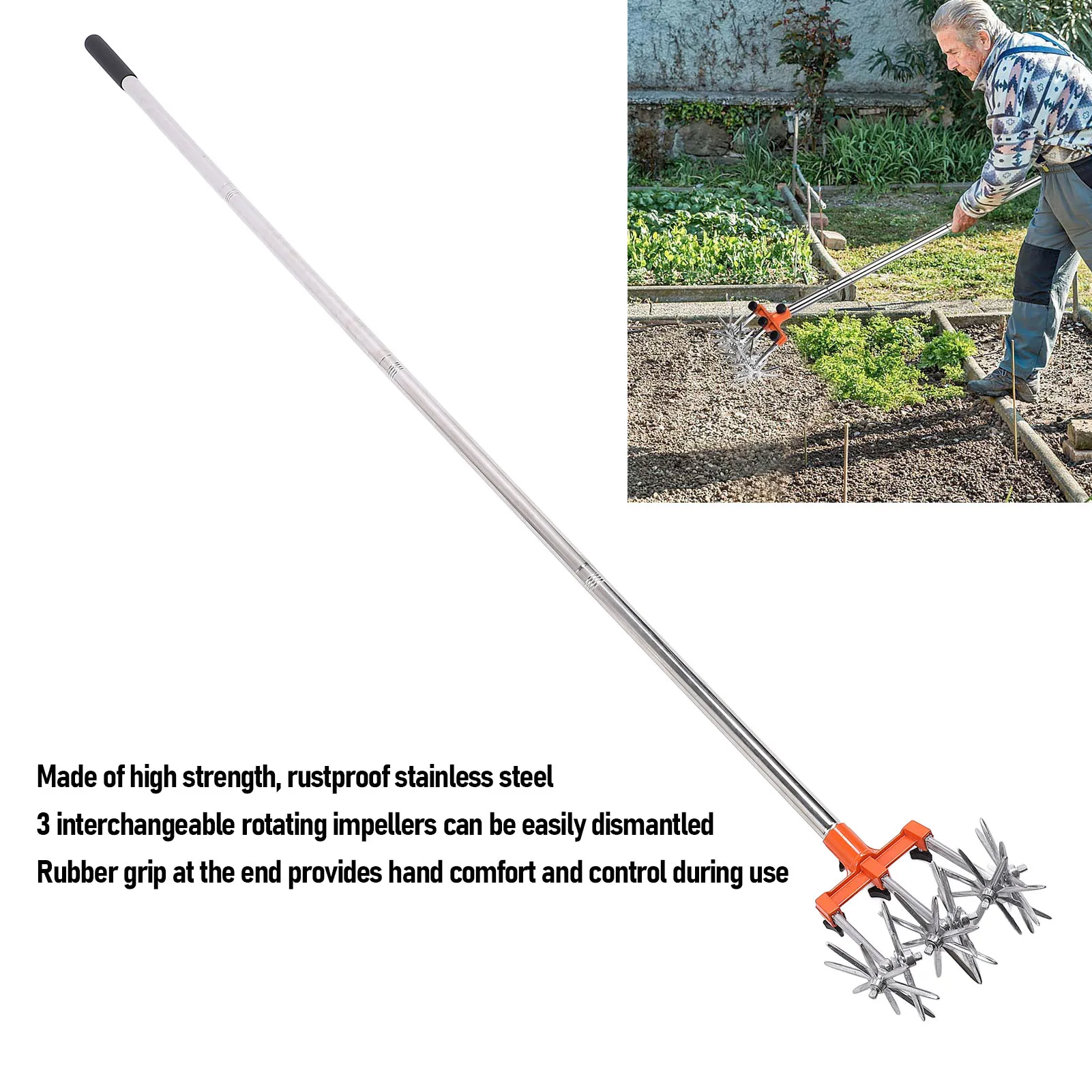 Stainless Steel Hand Tiller for Gardening 4 Stainless Steel Hand Tiller for Gardening - Image 4