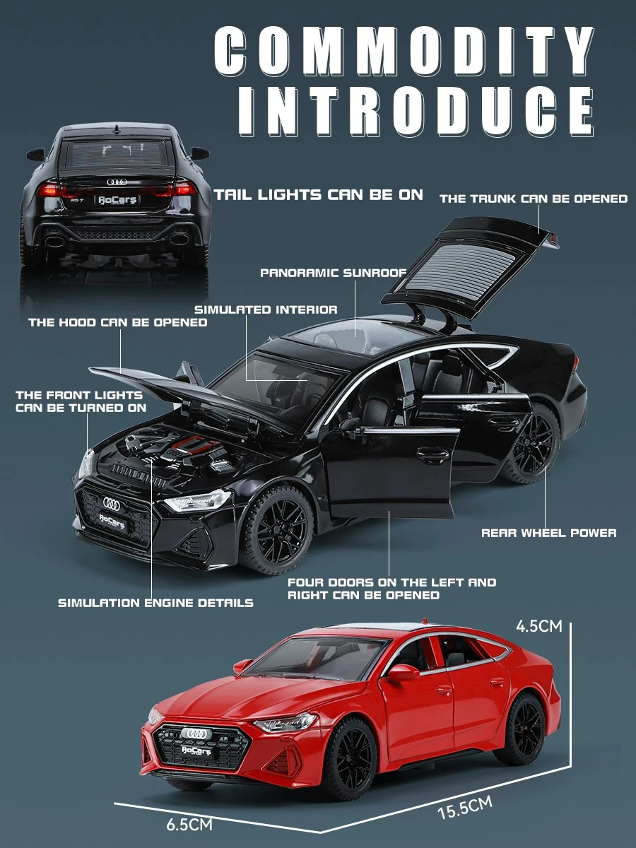Black Audi RS7 1:32 Scale Diecast Model 2 Black Audi RS7 1:32 Scale Diecast Model - Image 2