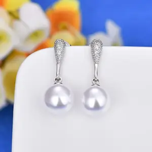 Pearl & CZ Romantic Stud Earrings 14 Sa4ce145bf59e4f95a5a4d24f1a3a00600