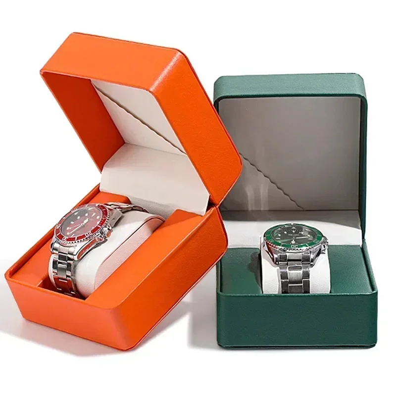 Square Leatherette Watch Storage Box for Men 6 Square Leatherette Watch Storage Box for Men - Image 6