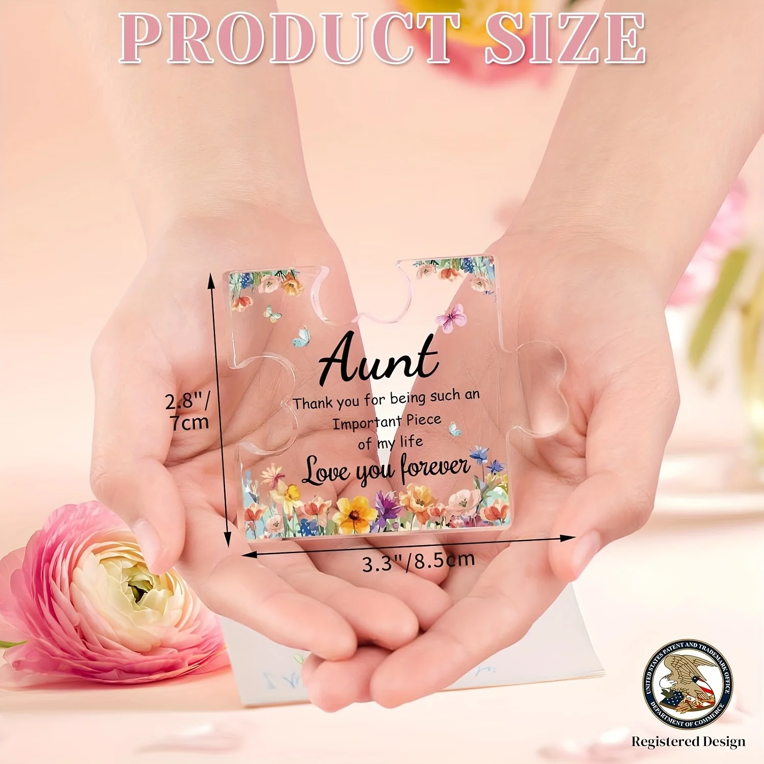 Acrylic Plaque for Aunt with Floral Design 4 Acrylic Plaque for Aunt with Floral Design - Image 4