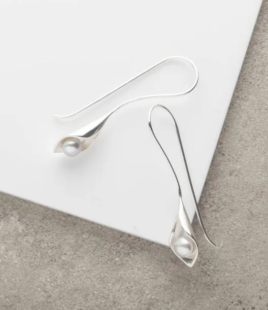 Silver and Gold Drop Earrings with Imitation Pearls 2 Silver and Gold Drop Earrings with Imitation Pearls - Image 2