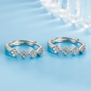 Sterling Silver Rhombic Hoop Earrings for Women 9 Sa53ebbee3ef945ab943cf215d215eefch