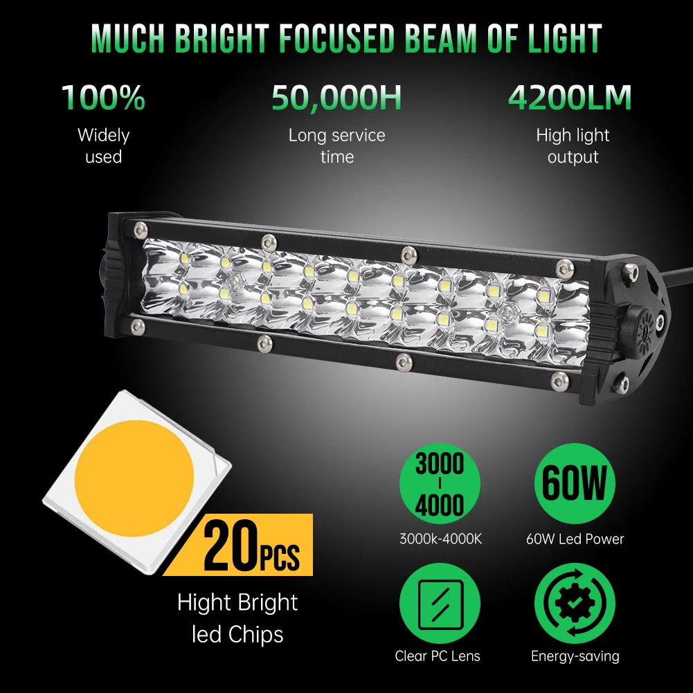 60W Motorcycle LED Light Bar for Off-Road Safety 2 60W Motorcycle LED Light Bar for Off-Road Safety - Image 2
