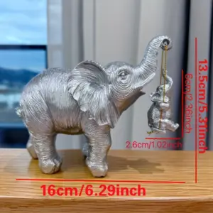 Gold and Silver Mother Elephant Figurine 12 Sa559d7004427499ea072fa55e44881dej