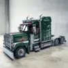 Green American Semi-Truck Building Blocks Set