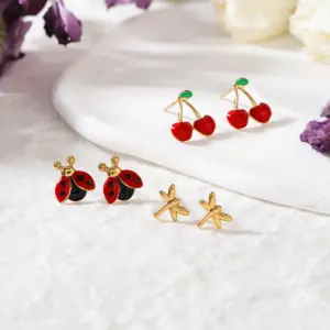 Stainless Steel Ladybird Cherry Stud Earrings 11 Sa5a15cb848a64c438841287da5550bcfn