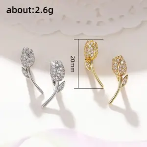 Flower Stud Earrings with Cubic Zirconia 10 Sa5b82971a3b74cf6a05d62722c880e4cm