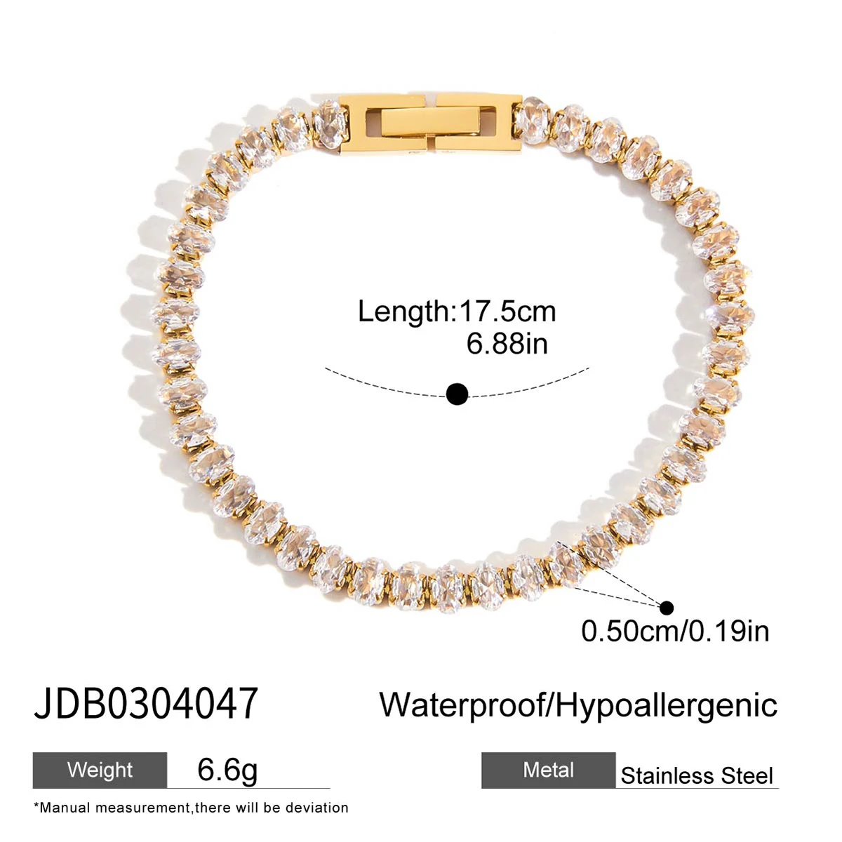 Elegant Gold-Tone Stainless Steel Zirconia Bracelet 7 Elegant Gold-Tone Stainless Steel Zirconia Bracelet - Image 7