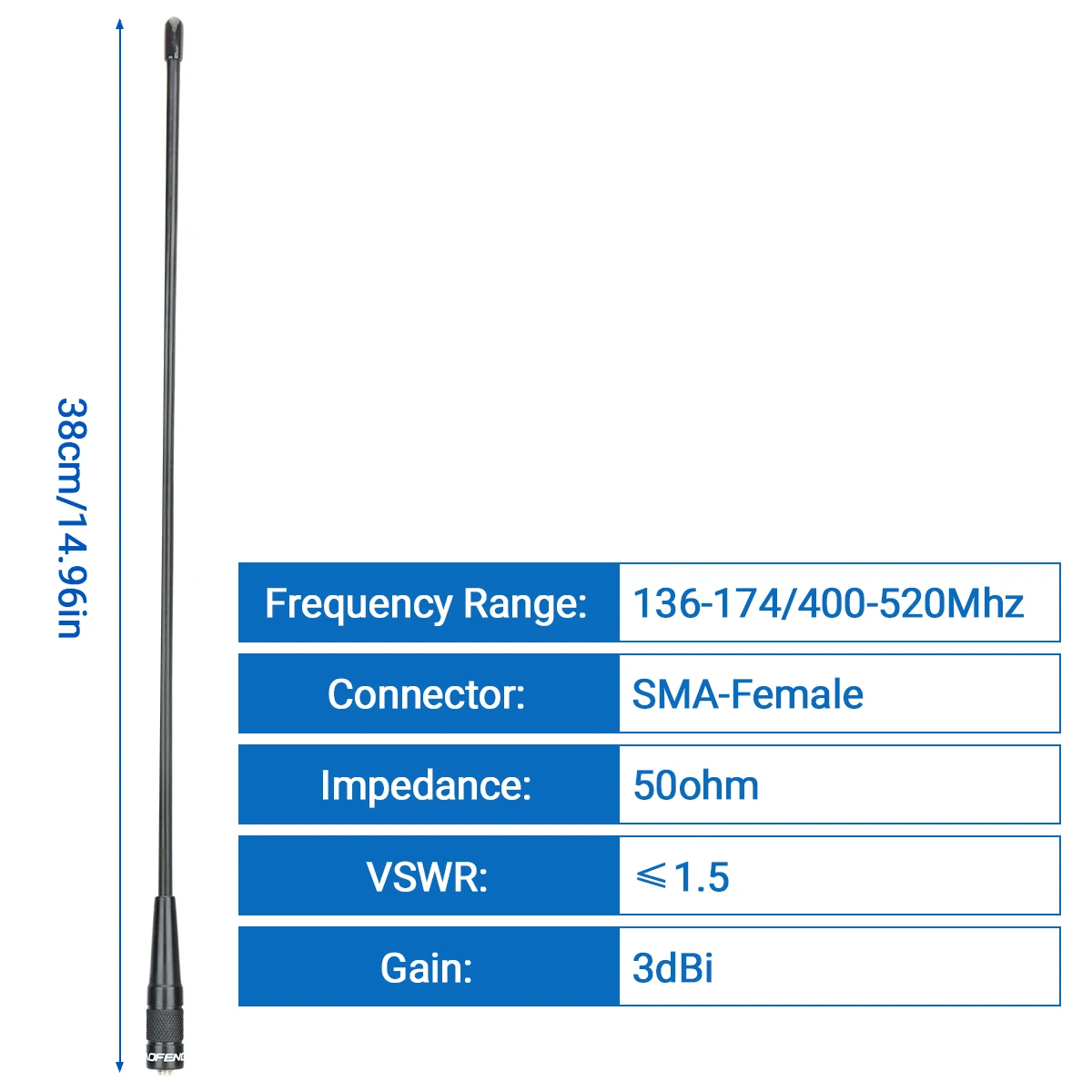 Dual-Band SMA-Female Whip Antenna 38cm 5 Dual-Band SMA-Female Whip Antenna 38cm - Image 5