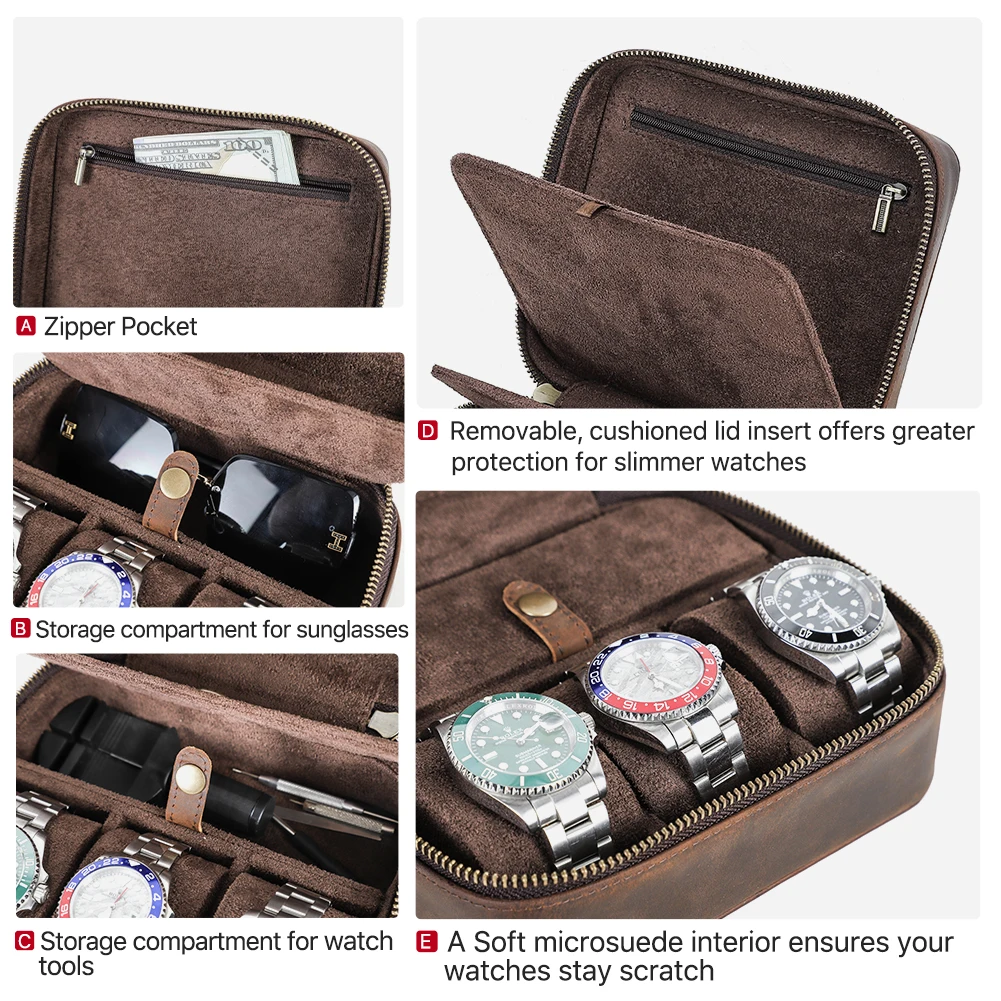 Vintage Leather Watch Travel Case for Men 5 Vintage Leather Watch Travel Case for Men - Image 5