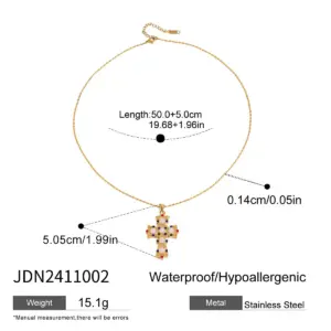 Stainless Steel Gold Cross Necklace for Women 13 Sa6645ae195c64b5c9db9b211fea902d6G