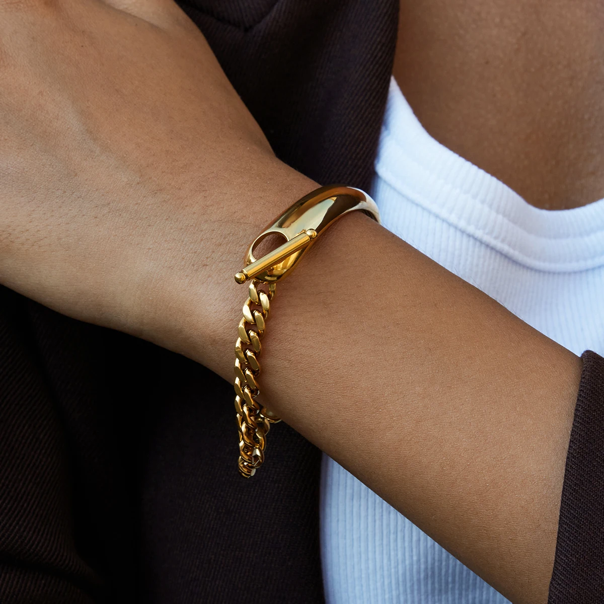 Stainless Steel Asymmetric Geometric Bracelet 2 Stainless Steel Asymmetric Geometric Bracelet - Image 2