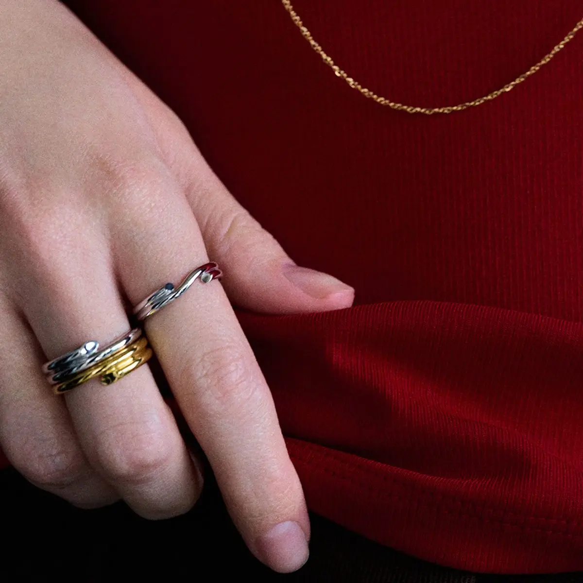 Minimalist Stainless Steel Gold Ring Set 3 Minimalist Stainless Steel Gold Ring Set - Image 3