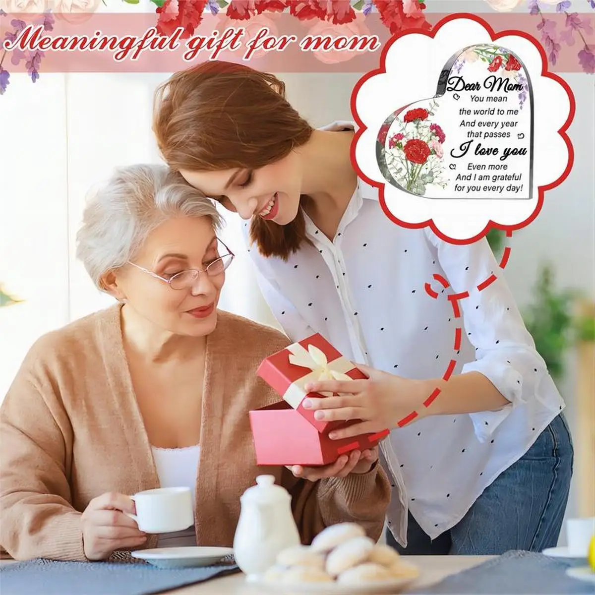 Heart-Shaped Acrylic Floral Plaque for Gifts 5 Heart-Shaped Acrylic Floral Plaque for Gifts - Image 5