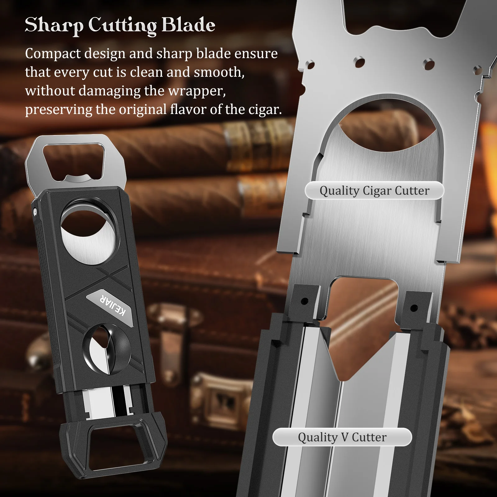 KEJIAR 3-in-1 Black Cigar Cutter with Bottle Opener 3 KEJIAR 3-in-1 Black Cigar Cutter with Bottle Opener - Image 3