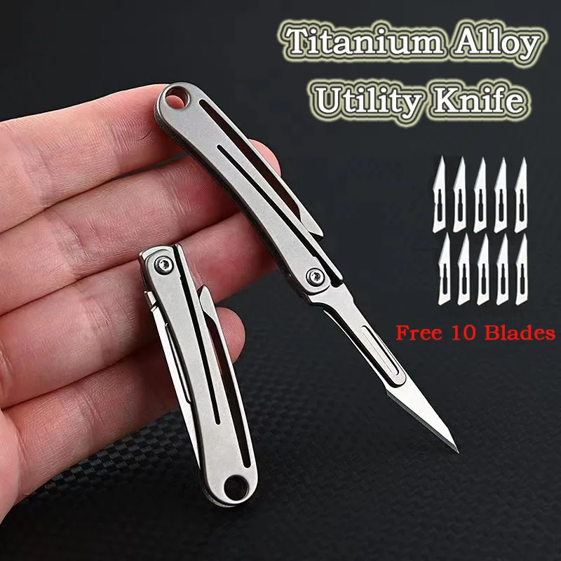Titanium Alloy Mini Folding Scalpel with 10 Blades 5 Titanium Alloy Mini Folding Scalpel with 10 Blades - Image 5