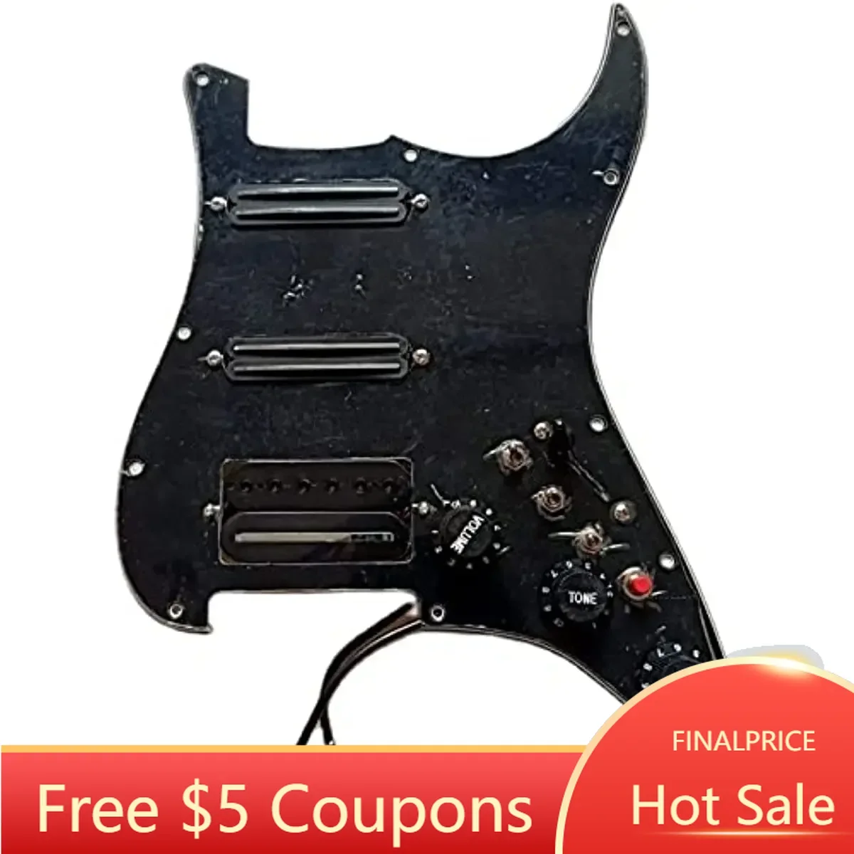 Black SSH Strat Pickguard with Mini Humbucker 2 Black SSH Strat Pickguard with Mini Humbucker - Image 2