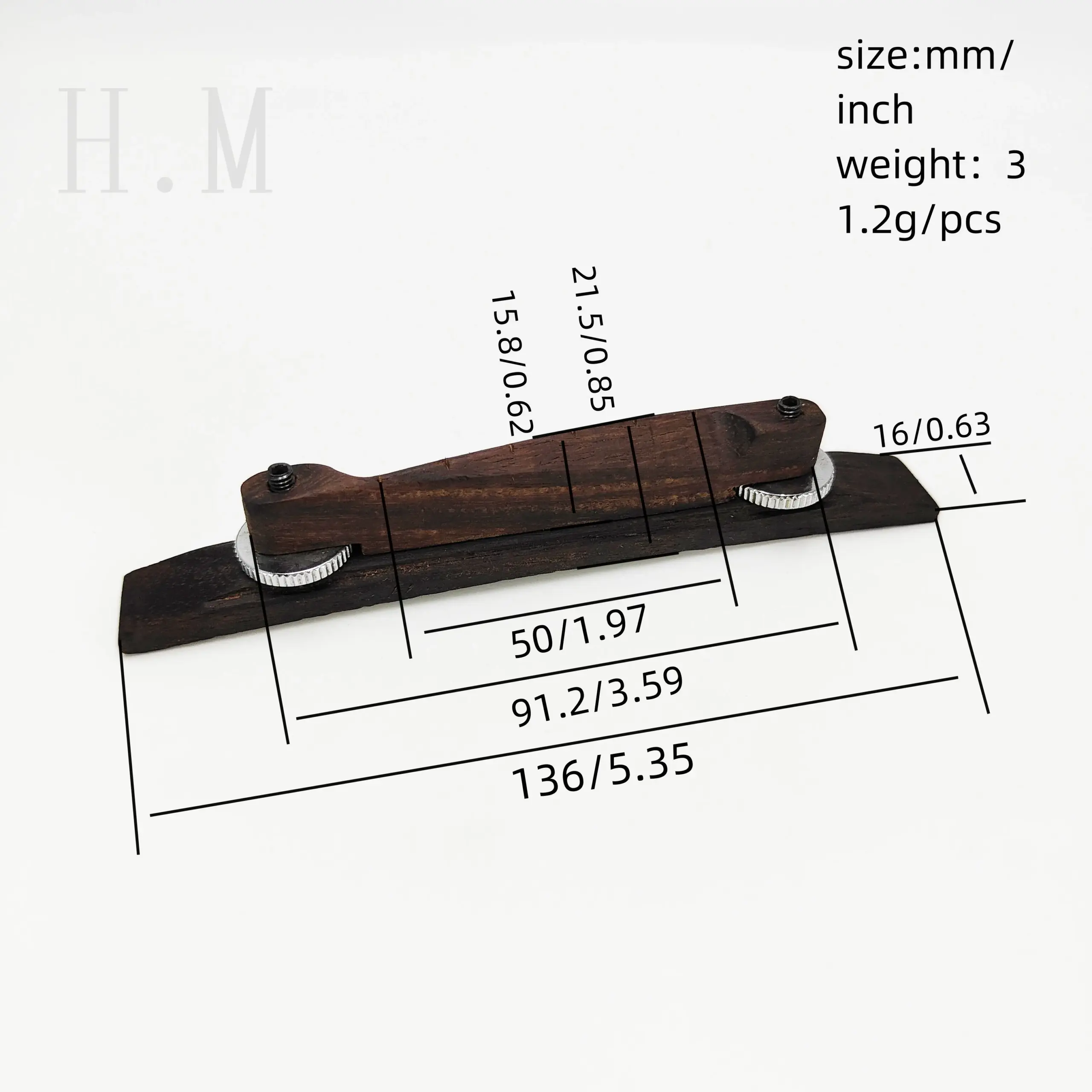 Takahashi Jazz Rose Wood Base Saddle Bridge 5 Takahashi Jazz Rose Wood Base Saddle Bridge - Image 5