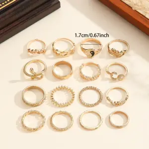 Gold-Color Snake Ring Set with Geometric Designs 12 Sa761771af0e240cfb649fa14f7f17f5be