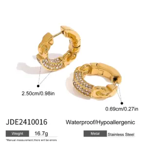 Gold Stainless Steel Hoop Earrings with Clear Stones 15 Sa79154f4ae1d4e92aad717a14038fed5D