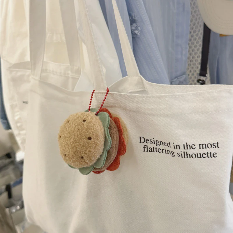 Plush Hamburger Keychain for Bags 5 Plush Hamburger Keychain for Bags - Image 5