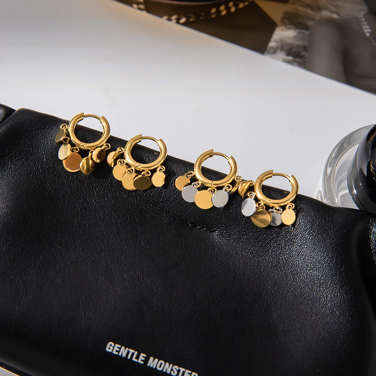 Stainless Steel Gold Round Earrings for Women 4 Stainless Steel Gold Round Earrings for Women - Image 4