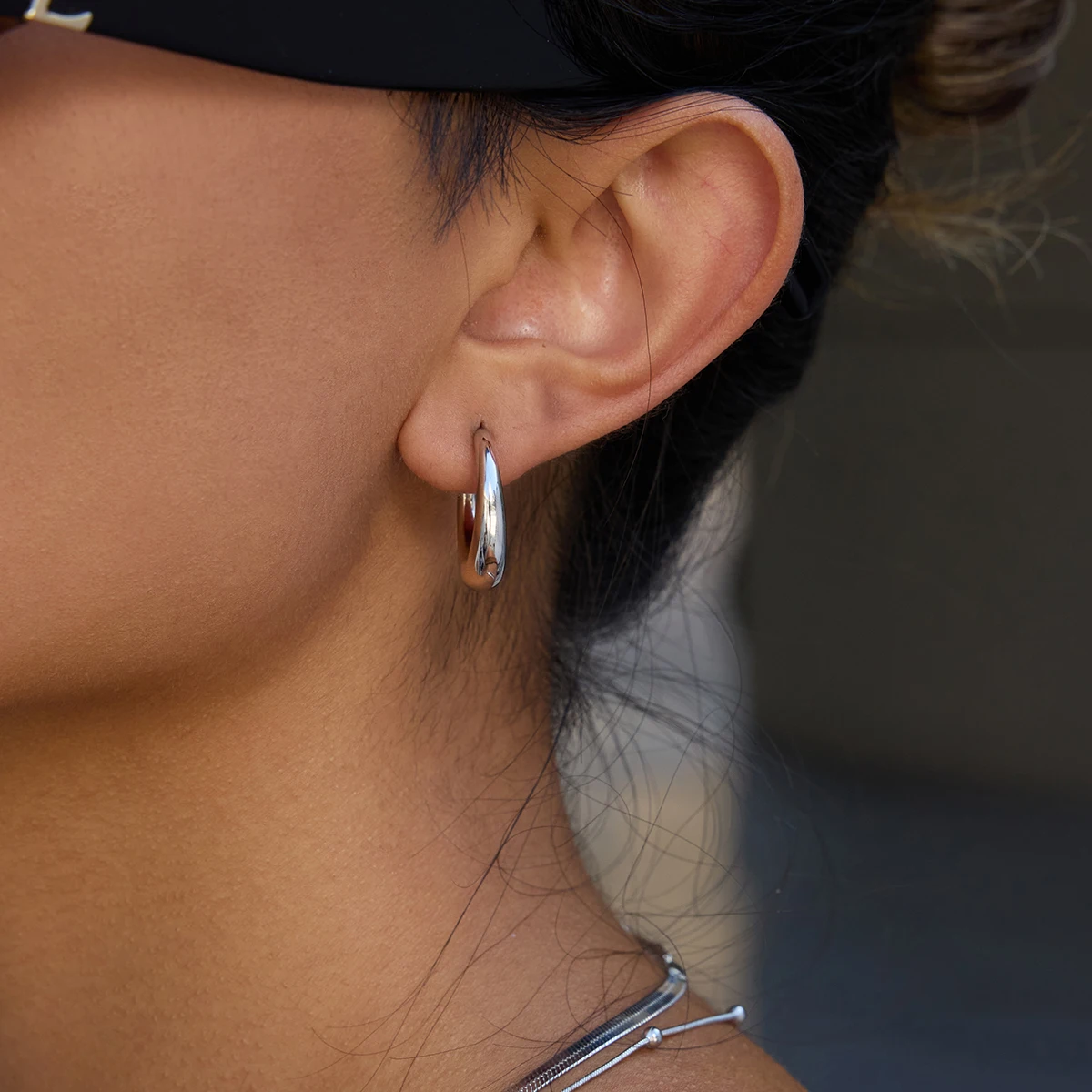 Gold Stainless Steel C-Shaped Hoop Earrings Collection 3 Gold Stainless Steel C-Shaped Hoop Earrings Collection - Image 3