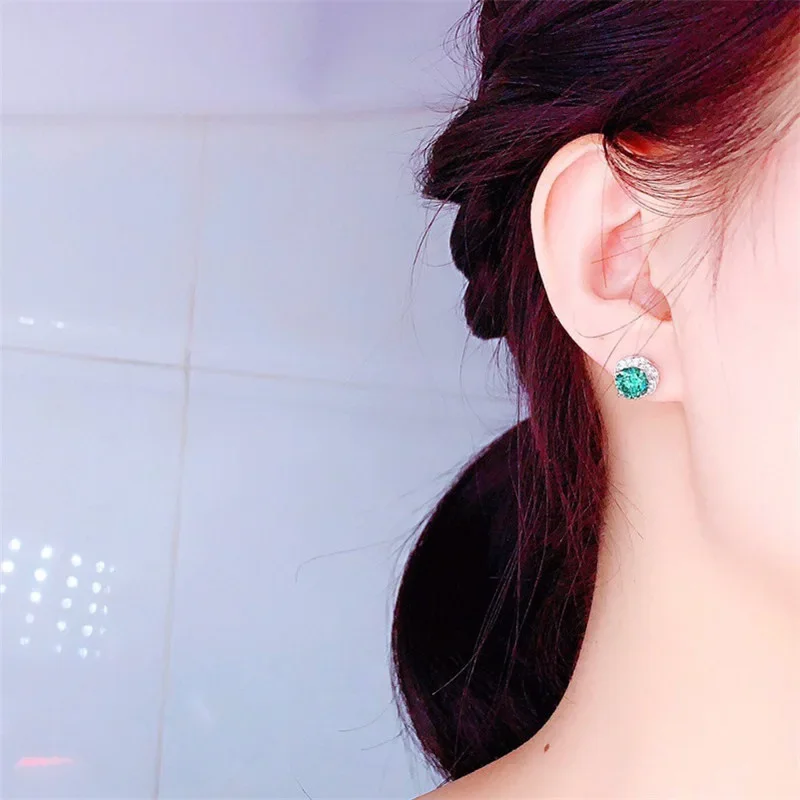 Green Zircon Flower Earrings for Women 5 Green Zircon Flower Earrings for Women - Image 5