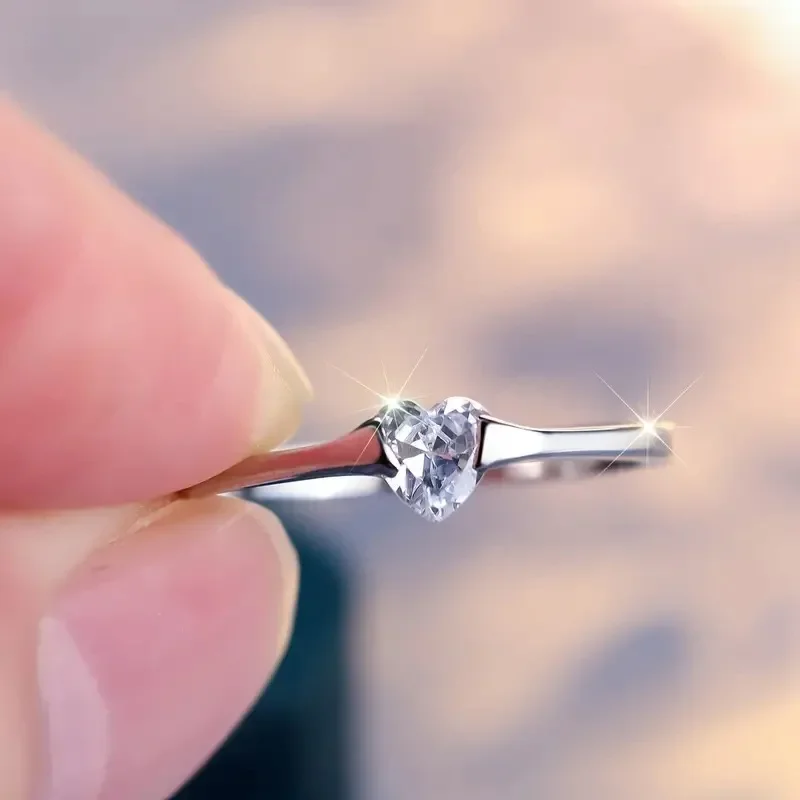 Heart-Shaped Cubic Zirconia Silver Ring 3 Heart-Shaped Cubic Zirconia Silver Ring - Image 3